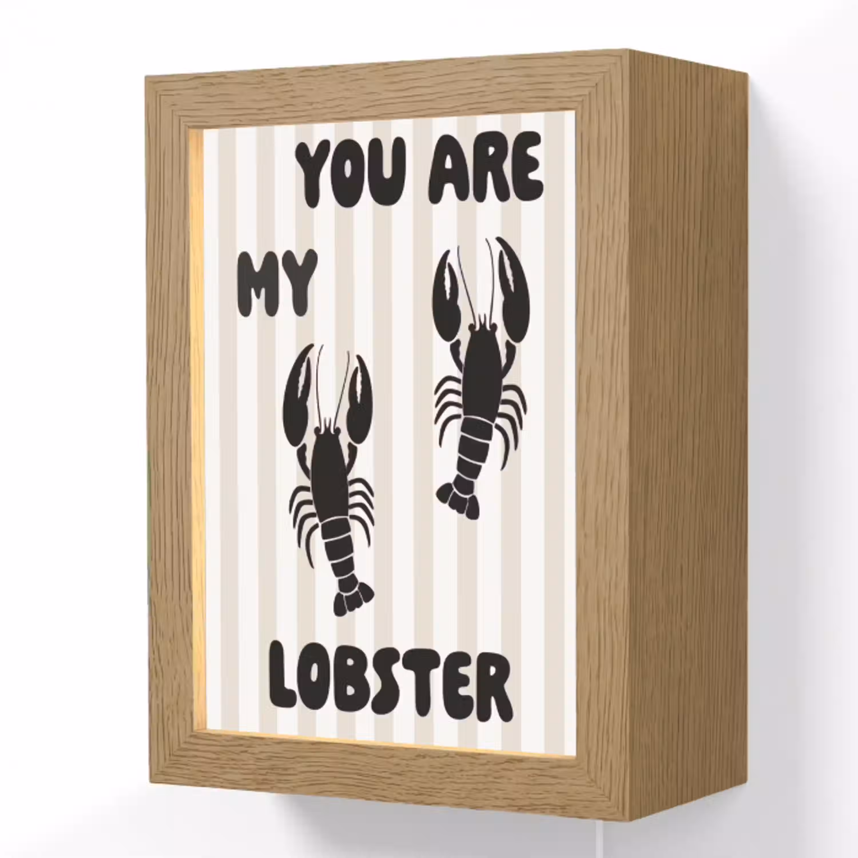 Lobster - Beige - Minimalistisch Light Box met kabel (Wandlamp) klein -3d