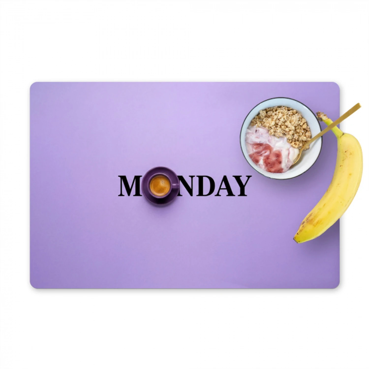 Maandag - Mok - Koffie - Paars Placemat vinyl groot -zzzproduct_Kitchenyeah-website