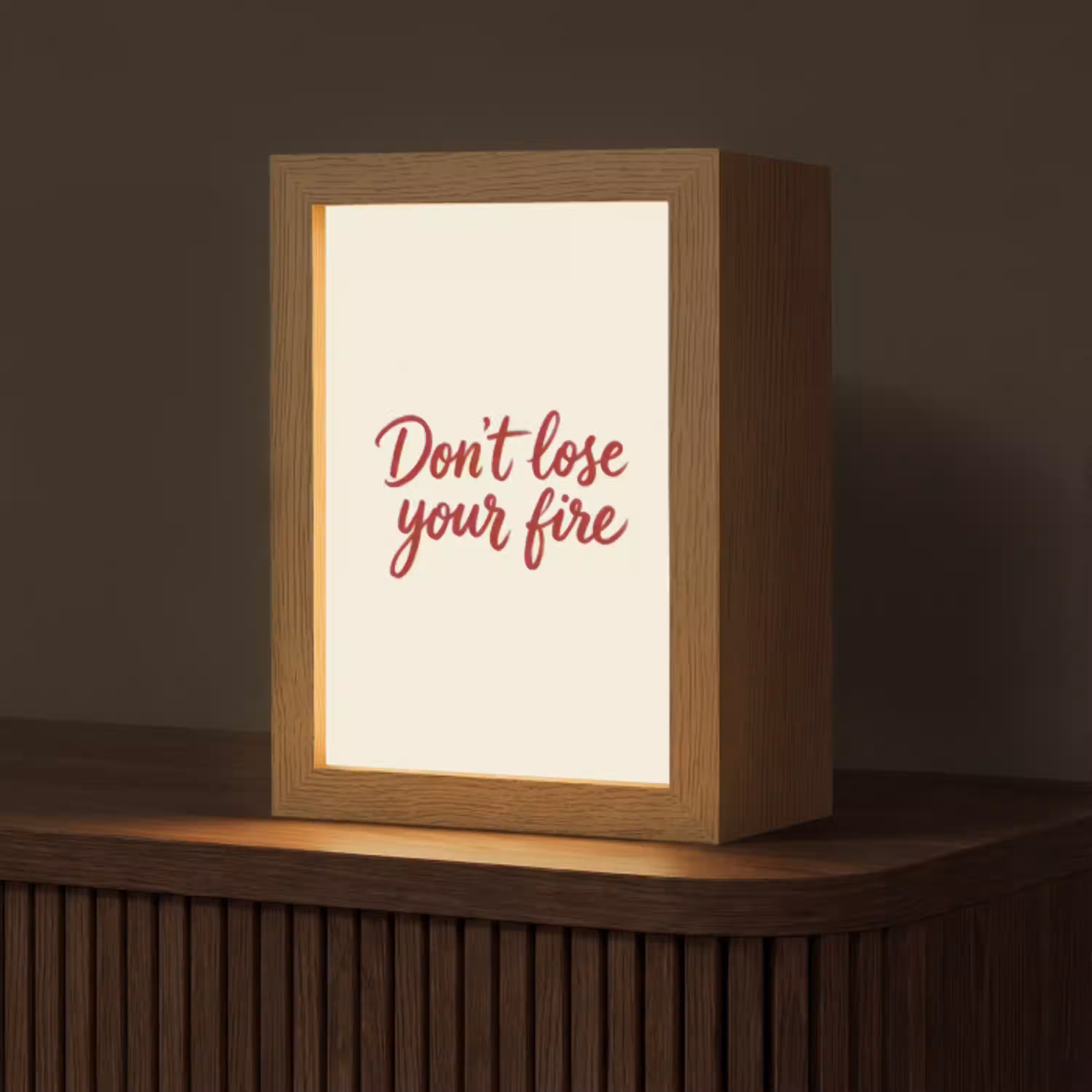 Don't lose your fire - Rood - Wit - Minimalistisch Light Box met kabel (Tafellamp) klein -z3d_website