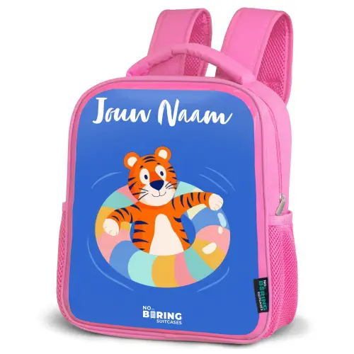 Tijger - Zwemband - Water Kinderrugzak - Roze middel -schuin