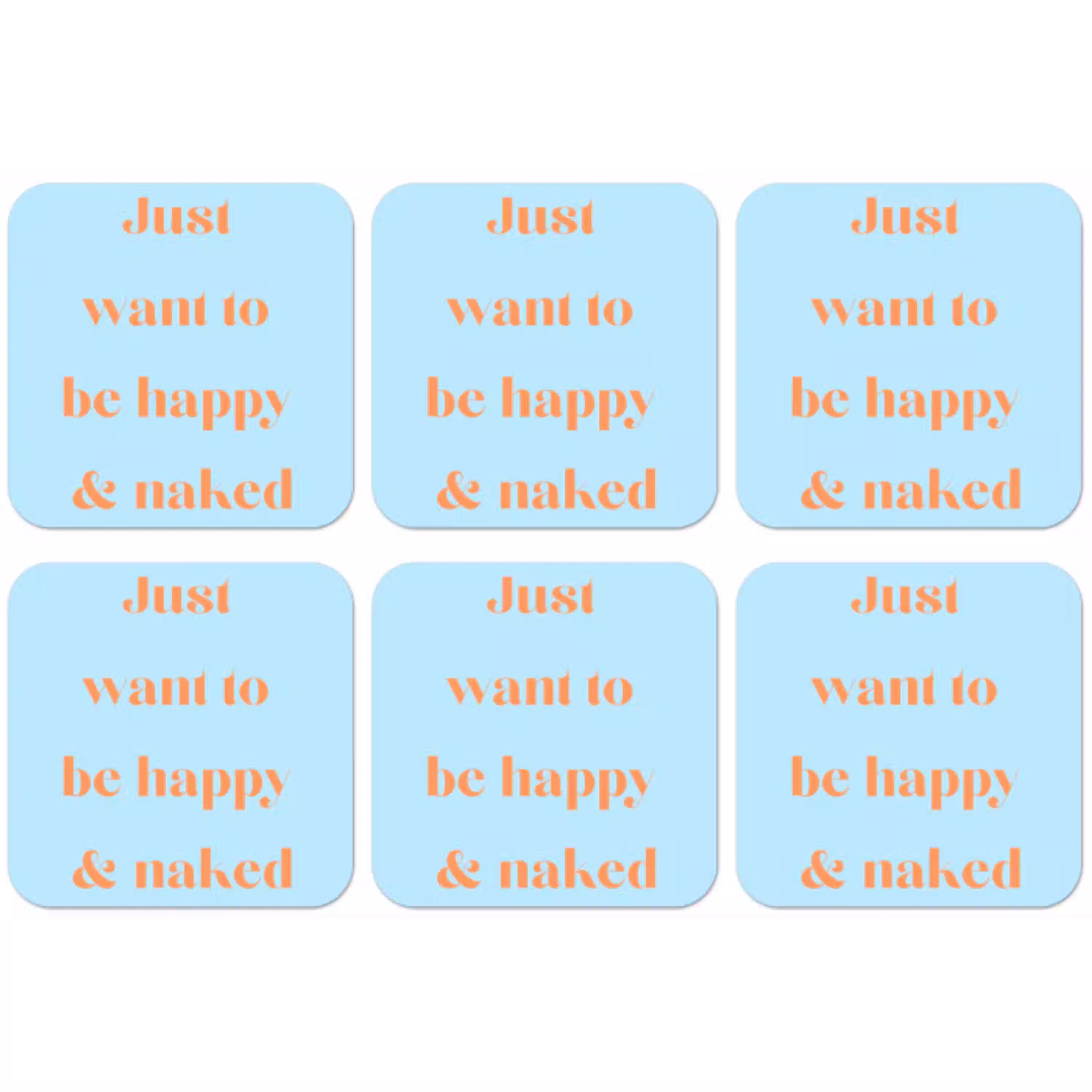 Blauw - Oranje - Just want to be happy & naked onderzetter kurk middel -zkaufland3dotto