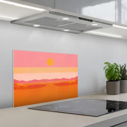 Zon - Abstract - Landschap - Oranje keuken achterwand spatscherm klein -3d_schuin