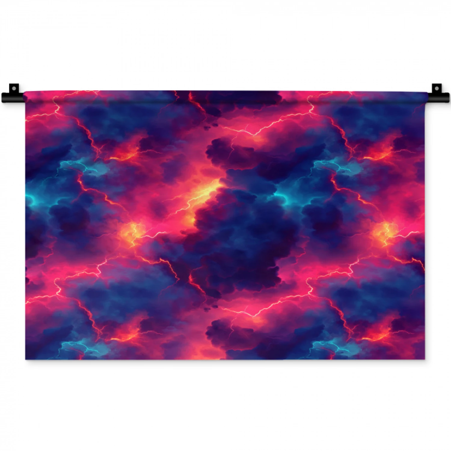 Bliksem - Wolken - Kleurenrijk Wandkleed katoen klein 269 -zz3d