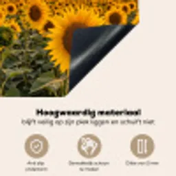 Zonnebloemen - Heuvellandschap - Geel Inductie beschemer met haakjes klein -ky-onderkant-nl