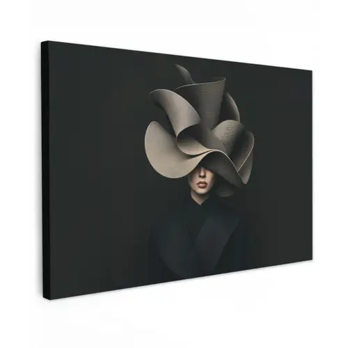 Zwarte - Hoed - Vrouw canvas 2cm klein -z3d