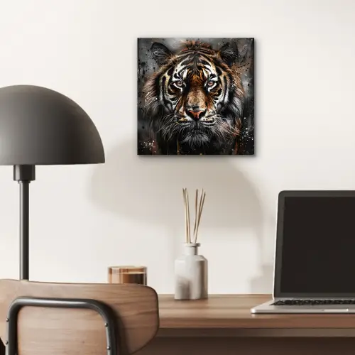 Tijger - Dieren - Portret - Luxe - Zwart aluminium wit klein -sfeer5