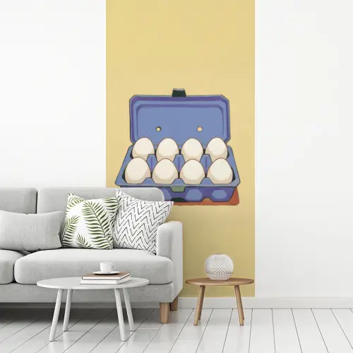 Eieren - Doos - Minimalistisch - Blauw fotobehang vinyl groot -woonkamer