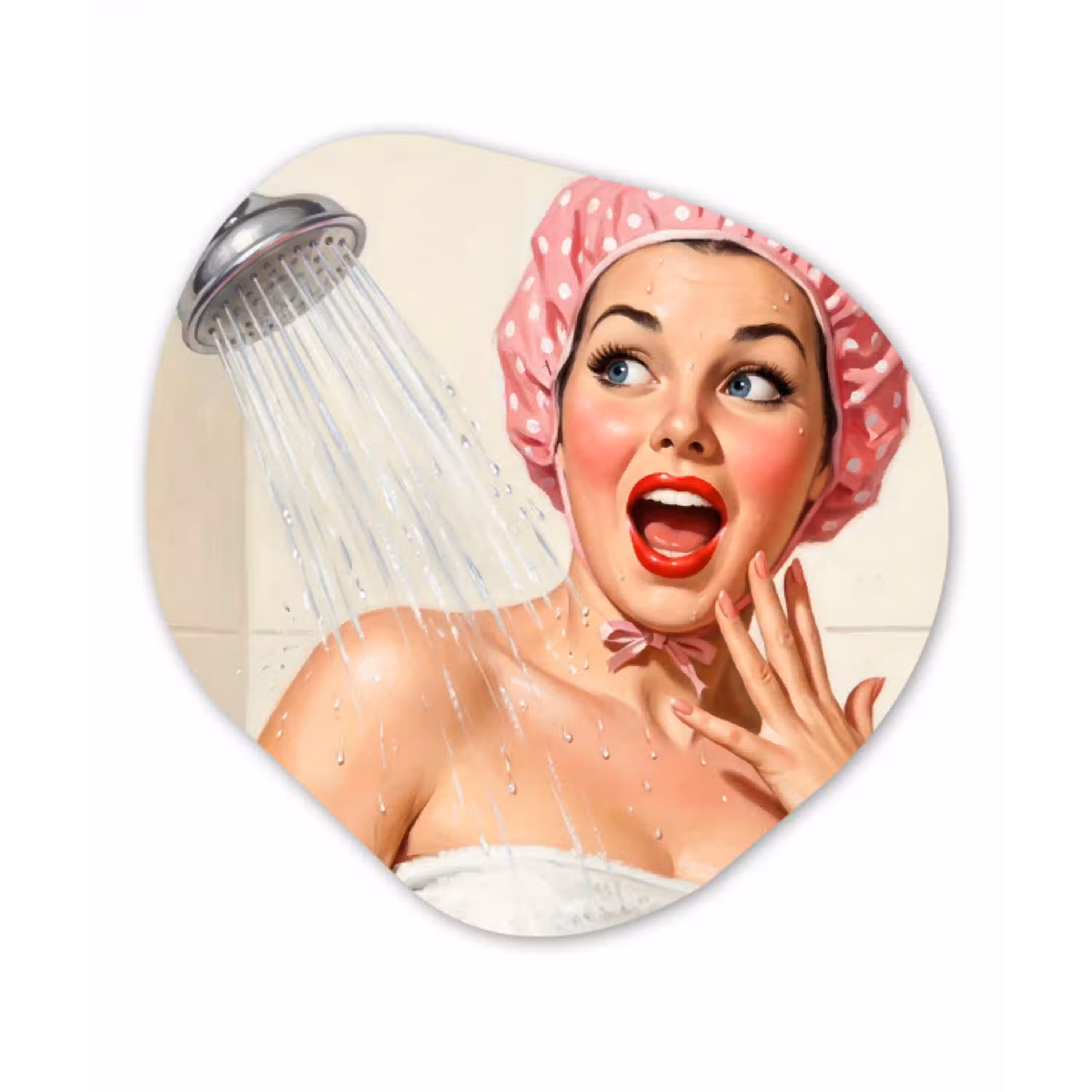 Vrouw - Douche - Roze Wandcirkel Organisch Aluminium middel -3d