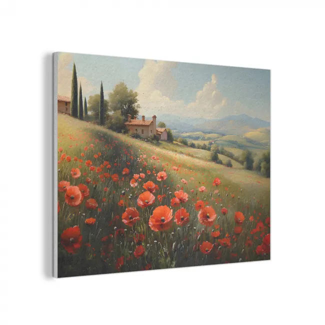 Klaprozen - Rood - Heuvels - Landschap PET vilt klein -3d