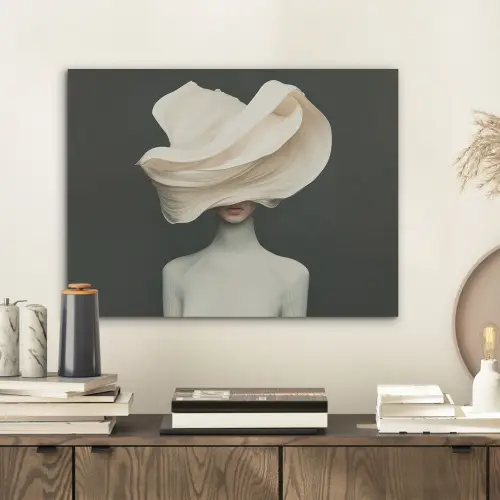 Vrouw - Beige - hoed PET vilt klein -sfeer1