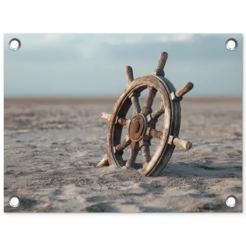 Scheepsstuur - Hout - Bruin - Zand tuinposter los doek klein -3d
