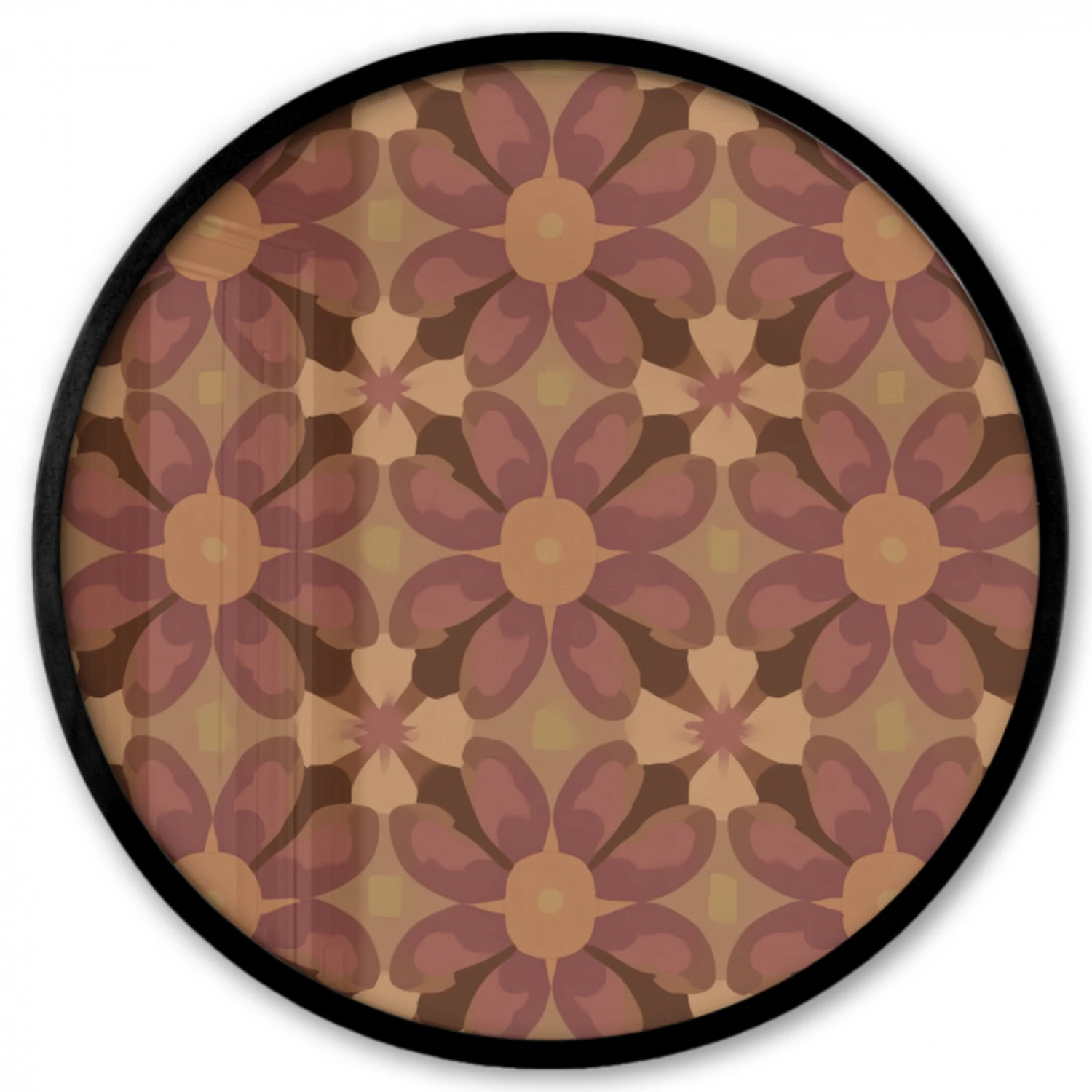 Retro - Bloemen - Bruin Fotolijst rond zonder passe partout klein 856 -3d