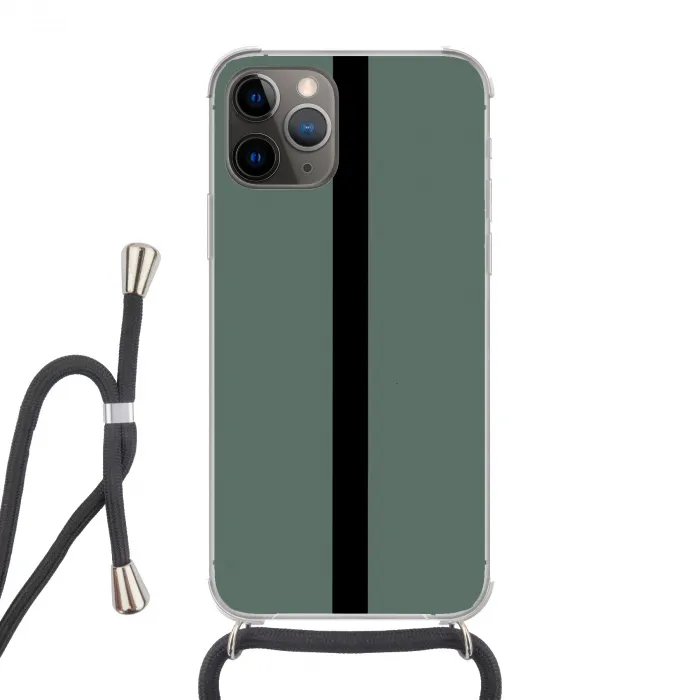 Groen - Zwart - Streep - Minimalistisch Hoesje iPhone 12 Pro met koord klein -3d