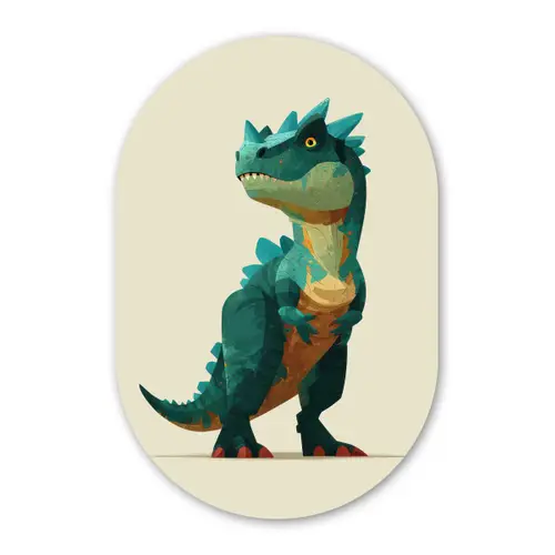 Stekels - Dino - Blauw - Gespierd Wandcirkel Ovaal Forex klein -3d
