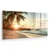 Strand - Palmbomen - Oceaan - Zonsondergang plexiglas 5mm klein -zzzproduct_nieuw