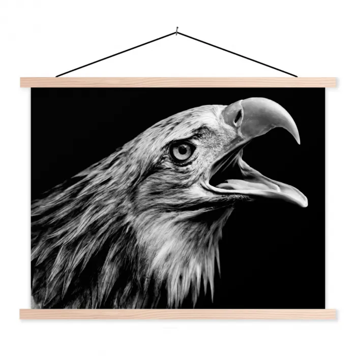 Adelaar - Portret - Roofvogels - Zwart - Wit - Vogel textielposter latten blank klein -3d