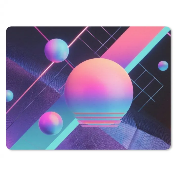 Cirkels - Vlakken - Abstract - Blauw muismat rubber klein -3d