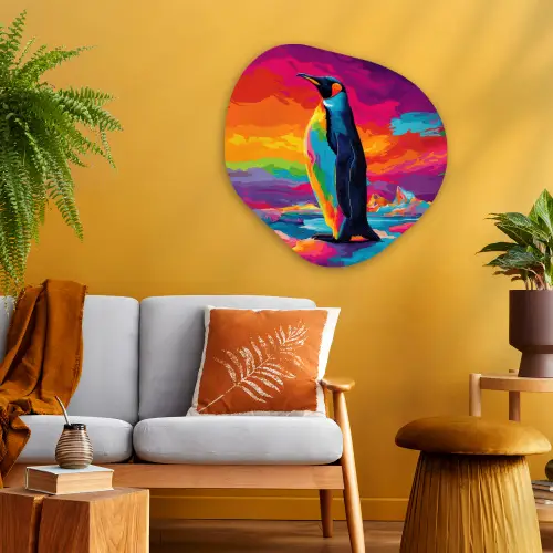 Ijsschots - Pinguïn - Abstract - Lucht Wandcirkel Organisch Plexiglas middel -sfeer4