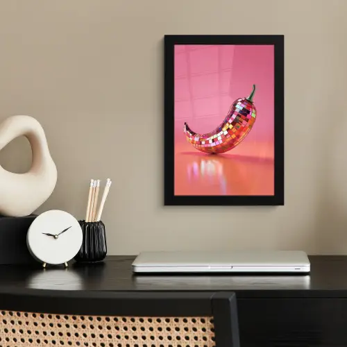 Peper - Disco - Rood - Glitter fotolijst zwart zonder passe partout klein -sfeer1