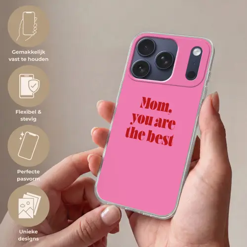 Moeder - Boodschap -Roze Telefoonhoesje iPhone 17 Pro klein -sfeer3_NL