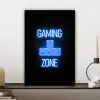 Gaming - Tekst - Gaming zone - Neon - Blauw canvas 2cm klein -sfeer6