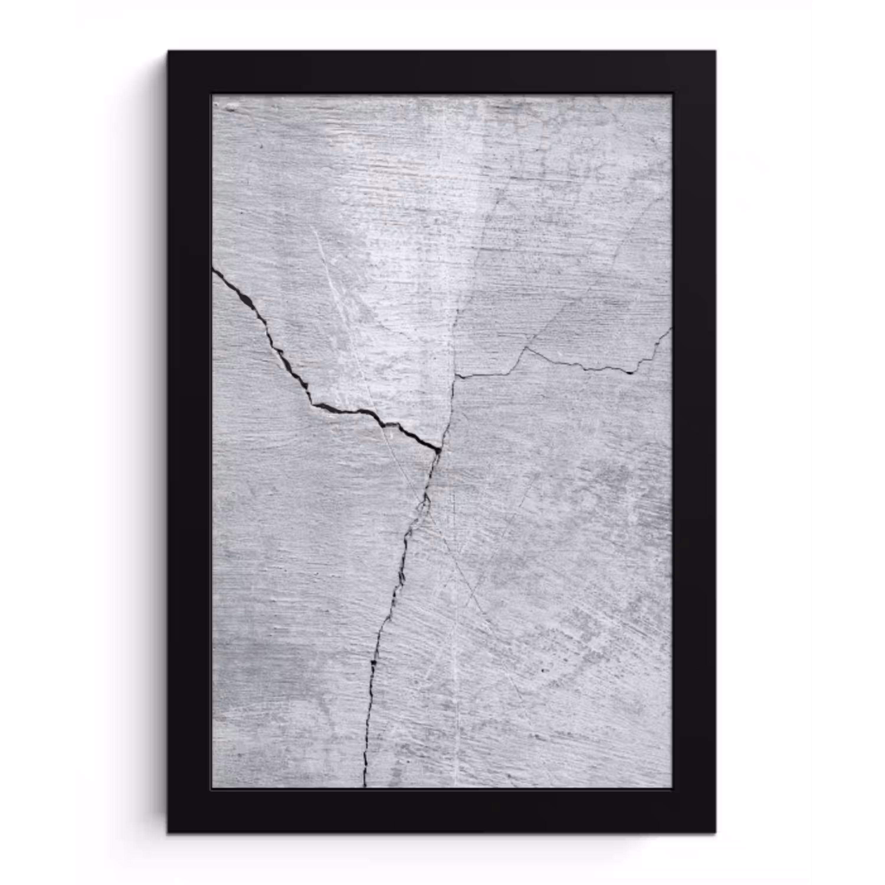 Beton - Scheur - Grijs fotolijst zwart zonder passe partout klein -3d