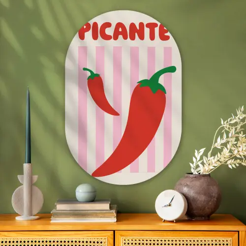 Pittig - Pepers - Rood Wandcirkel Ovaal Glas middel -sfeer2