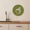 Lijntekening - Appel - Olijfgroen - Blaadje KitchenYeah - Keuken - Wandcirkel Forex klein -sfeer3
