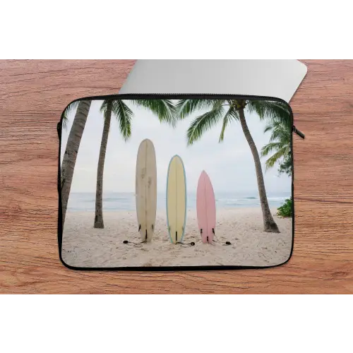 Surfboard - Palmbomen - Kleurrijk laptophoes neopreen klein -tafel