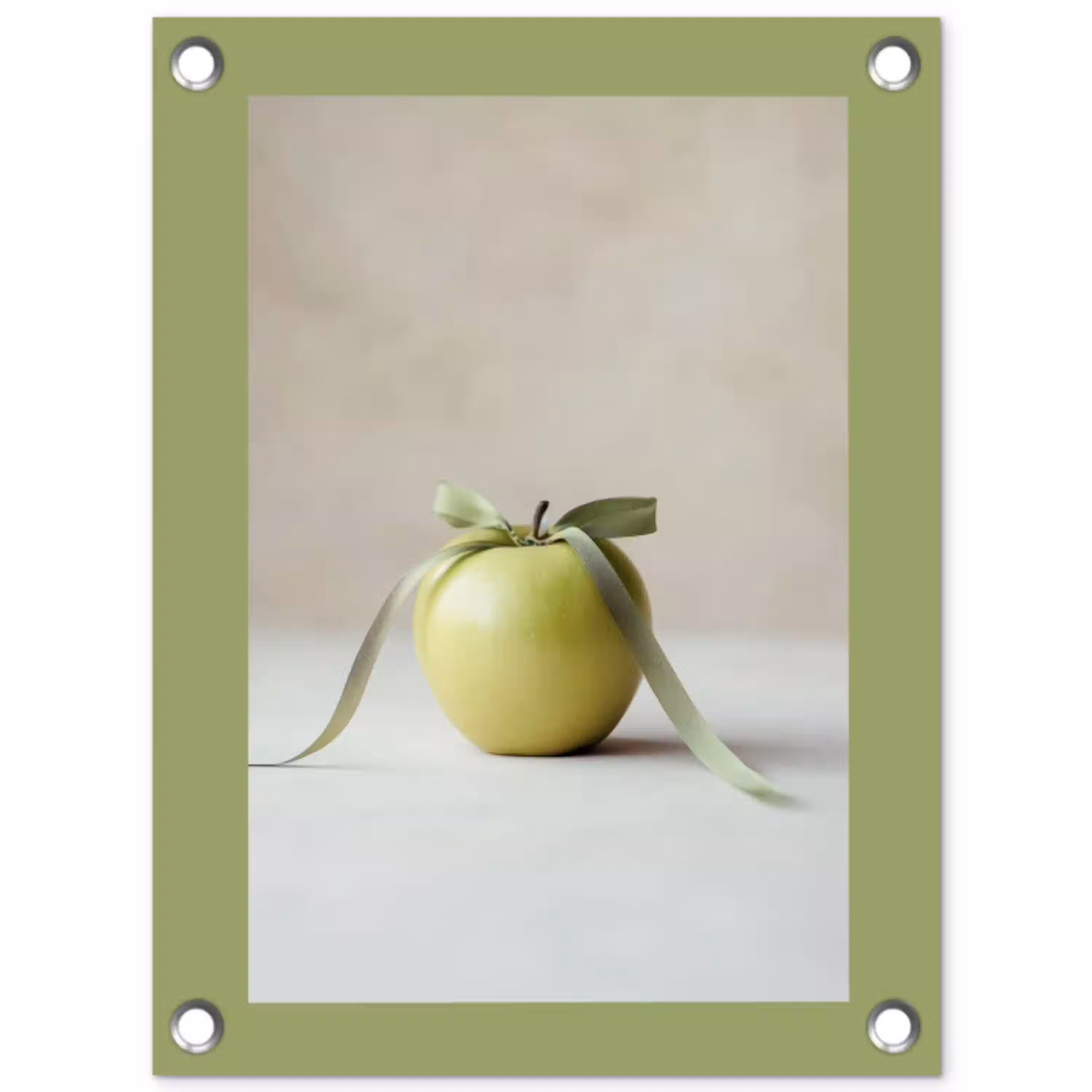 Groen - Appel - Strikje tuinposter los doek klein -3d