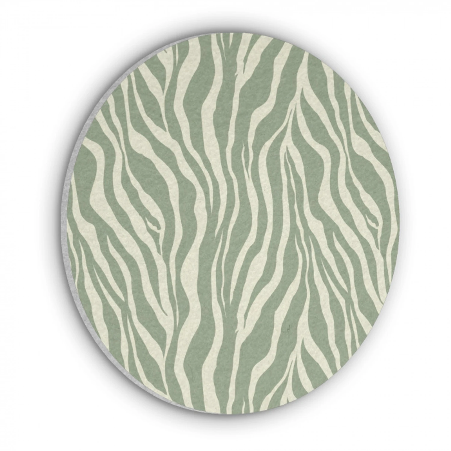 Zebra - Motief - Groen Akoestische PET Vilt - Rond klein 838 -3d