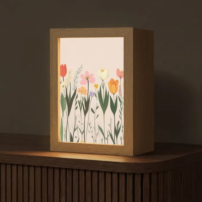 Pasteltinten - Bloemen - Illustratie Light Box met kabel (Tafellamp) klein -z3d_website