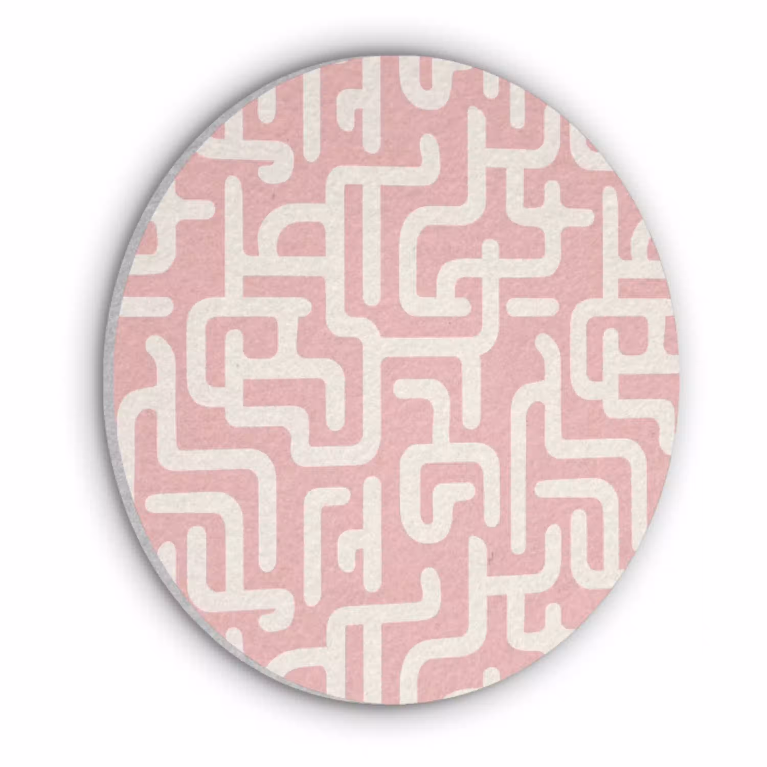 Doolhofpatroon - Roze - Wit - Abstract Akoestische PET Vilt - Rond klein 838 -3d