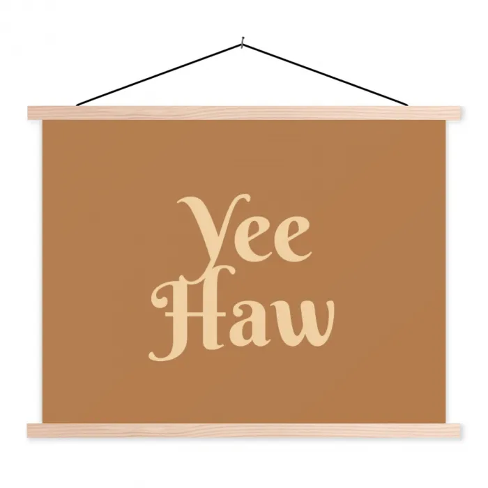 Yee haw - Bruin - Minimalistisch textielposter latten blank klein -3d