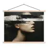 Gezicht - Vrouw - Zwart - Abstract textielposter latten blank klein -3d