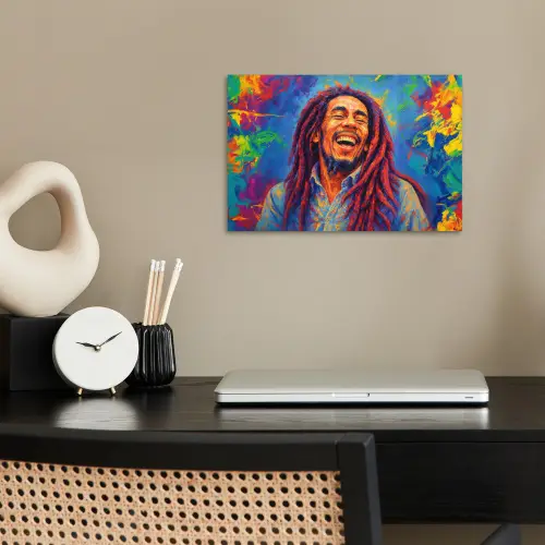 Regenboogkleuren - Man - schilderij poster papier klein -sfeer1