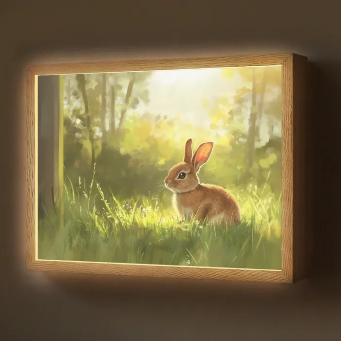Konijn - Zonlicht - Bos Light Box met batterij (Wandlamp) middel -z3d_website