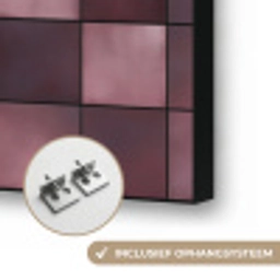 Vierkant - Tegel - Patroon - Paars Textielframe zwart klein 947 -USP_ophangsysteemNL
