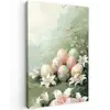 Paaseieren - Pasteltinten - Bloemen Tuinposter op houten frame 2 cm dik klein -3d