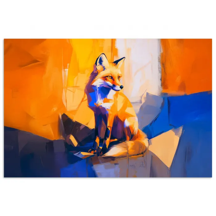 Vos - Oranje - Vormen - Abstract poster papier klein -3d