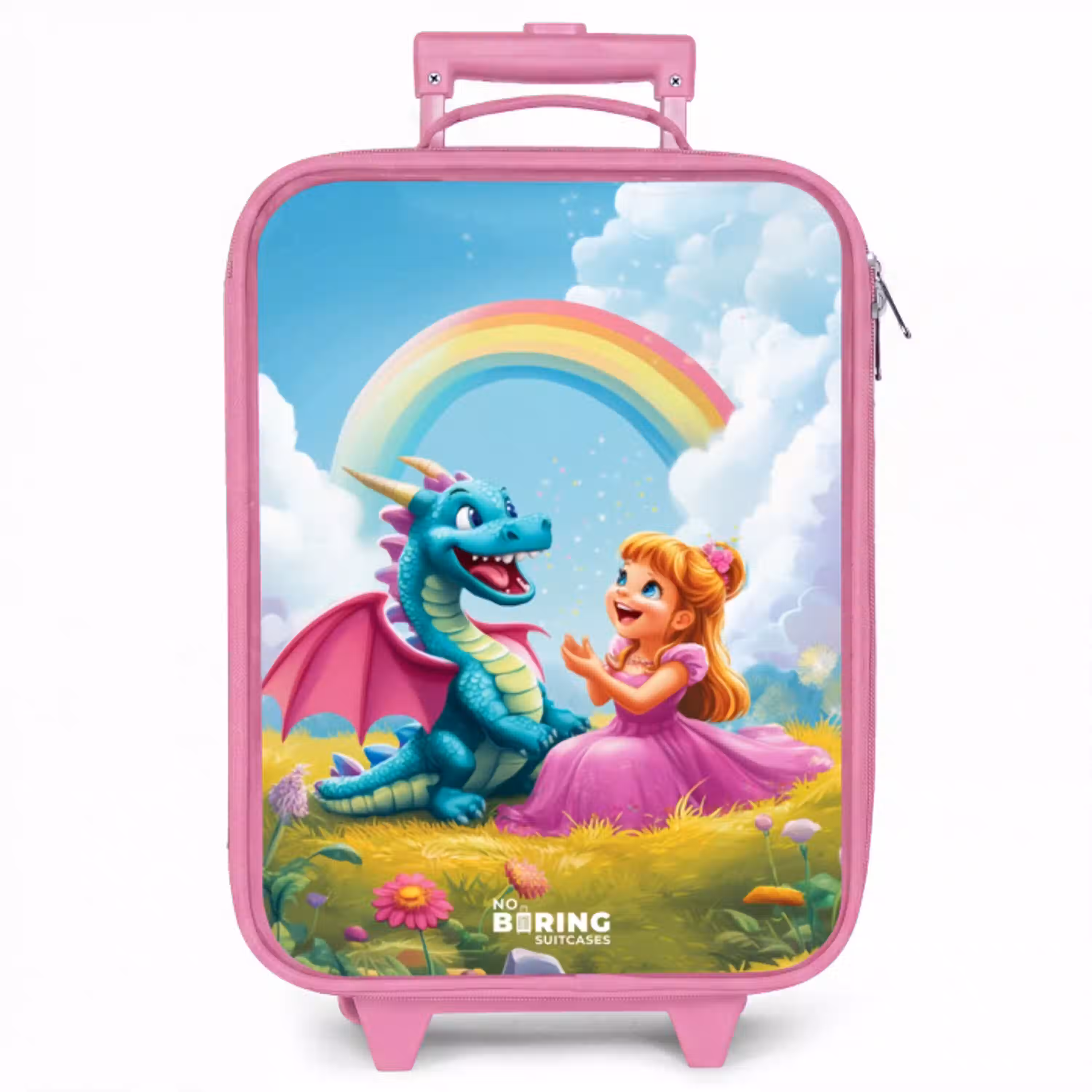 Prinses en dino in een kleurrijke wereld Kinderkoffer - Roze klein -zzz_website3d