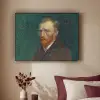 Kunst - Van Gogh - Oude meesters - Zelfportret Textielframe zwart klein -sfeer1