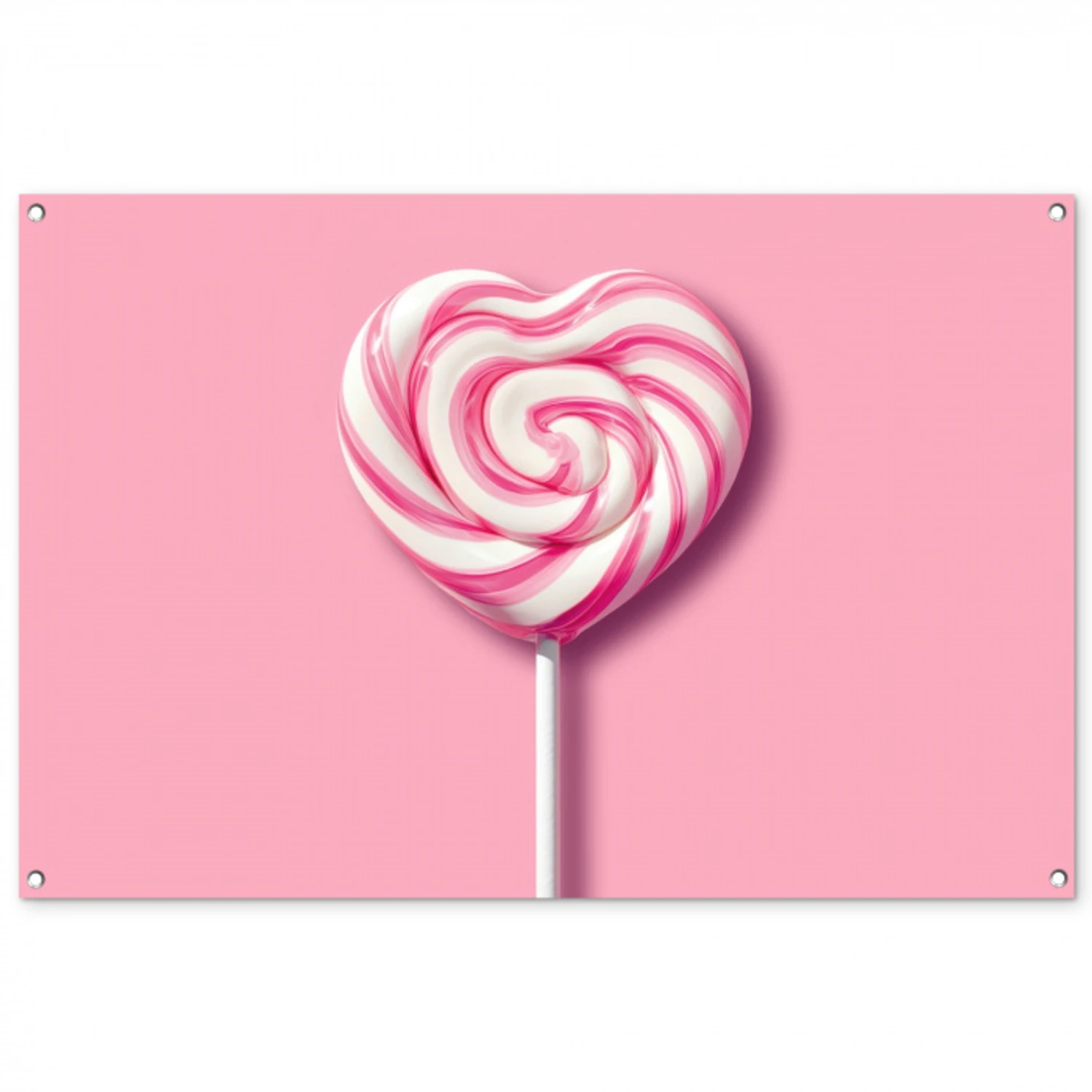 Snoep - Lolly - Hart- Roze tuinposter los doek groot -3d