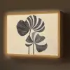 Zwart - Bladeren - Strepen - Minimalistisch Light Box met batterij (Wandlamp) middel -z3d_website