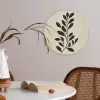 Minimalistisch - Tak - Bladeren - Zwart Akoestische PET Vilt - Rond klein -sfeer3
