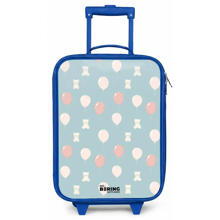 Beertjes in luchtballonnen tussen wolken en ballonnen Kinderkoffer - Blauw klein -zz3dotto