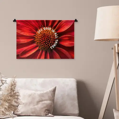 Close up - Bloem - Quote - Rood Wandkleed katoen klein -sfeer4