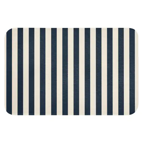 Verticale strepen - Blauw - Crème WCmat klein 1009 -3d