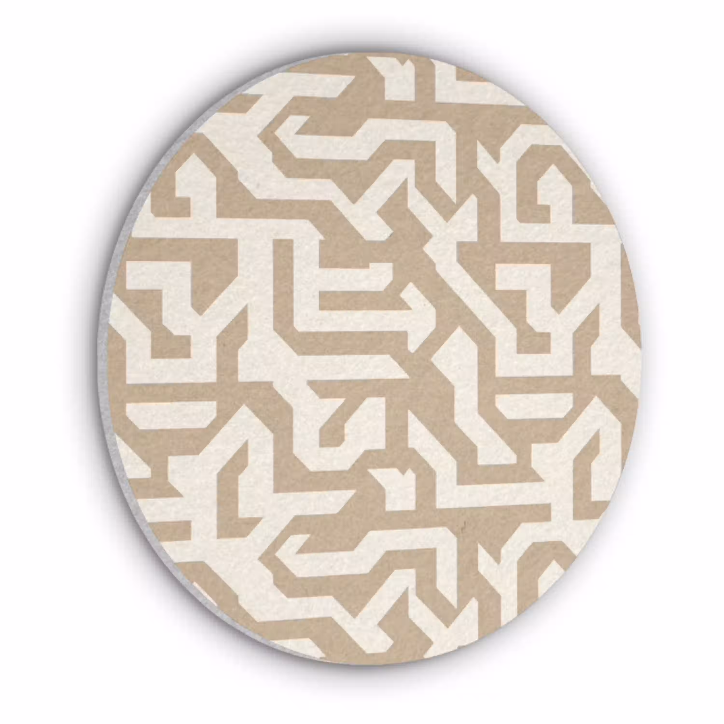 Modern - Abstract - Beige Akoestische PET Vilt - Rond klein 838 -3d