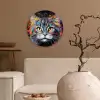 Kat - Graffiti - Dieren - Kleuren - Grijs Wandcirkel kunststof plaat 5mm dik klein -sfeer1